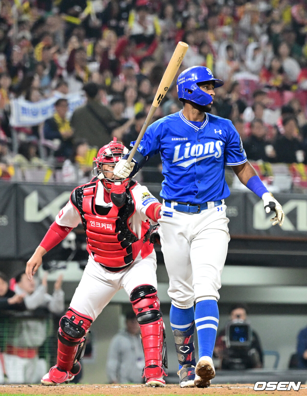 삼성 르윈 디아즈가 곽도규에게 삼진을 당하고 있다./OSEN DB