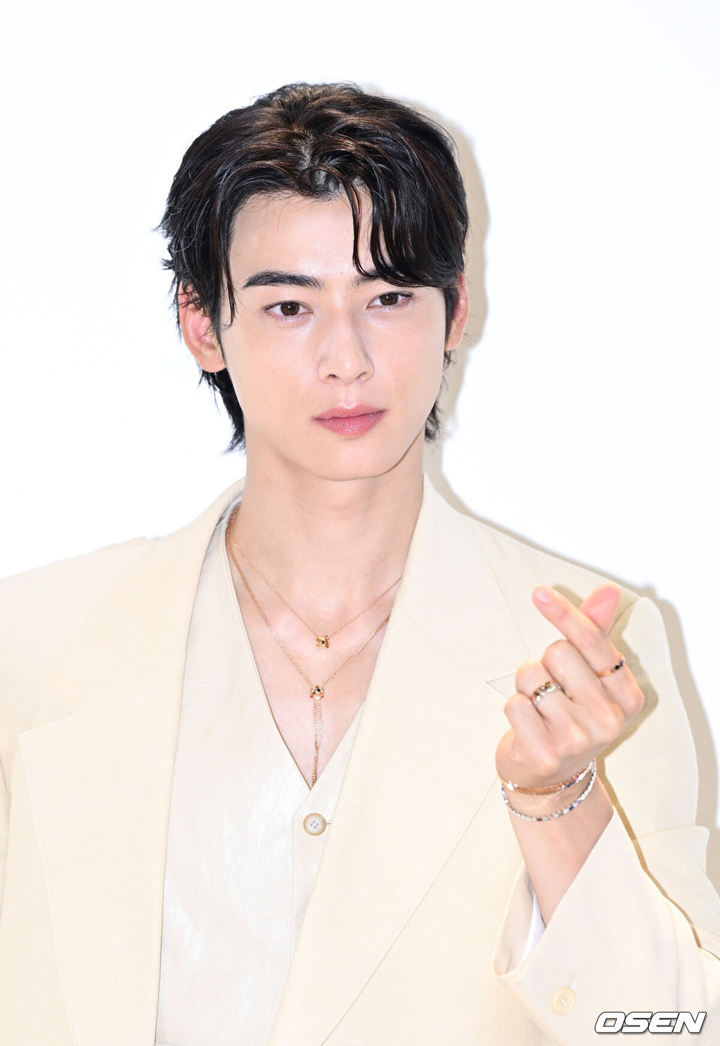 5일 오전 서울 신세계백화점 강남점에서 프랑스 럭셔리 주얼리 브랜드의 팝업 스토어 오픈 행사가 진행됐다.가수겸 배우 차은우가 포토타임을 가지고 있다. 2023.08.05 /sunday@osen.co.kr