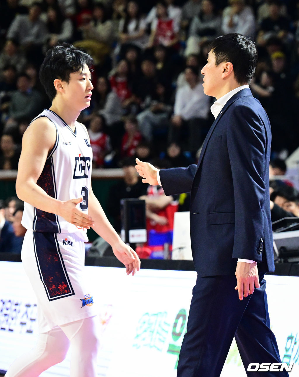 2일 서울 잠실학생체육관에서 2025-2026 LG전자 프로농구 서울 SK와 부산 KCC의 경기가 열렸다.SK는 4위(22승 14패), 부산 KCC는 6위(18승 18패)를 기록중이다.4쿼터 KCC 허웅이 3점슛 13개, 45득점을 넣은 뒤 벤치에서 이상민 감독과 하이파이브를 하고 있다. 2026.02.02 /cej@osen.co.kr