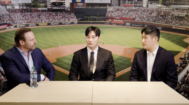 김하성(가운데)이 애틀랜타 구단 유튜브를 통해 인터뷰를 가졌다. /애틀랜타 브레이브스 유튜브