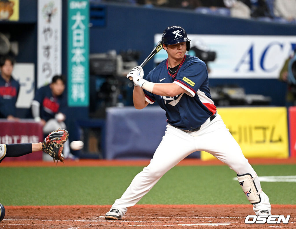 3일 일본 오사카 교세라돔에서 월드베이스볼클래식(WBC) 공식 연습 경기 한국 야구 대표팀과 오릭스 버팔로스의 경기가 열렸다.우리 대표팀은 연습 경기 2차전을 치른 뒤 5일 일본 도쿄돔에서 체코와 WBC 조별리그 1차전에서 격돌한다.5회초 한국 노시환이 삼진으로 물러나고 있다. 2026.03.03 /spjj@osen.co.kr