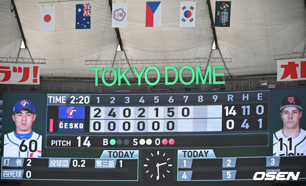 7일 일본 도쿄돔에서  WBC 아시아라운드 체코와 대만의 경기가 열렸다.대만은 14-0으로 체코에 콜드게임 승을 거두며 전 날 일본에 콜드게임 패를 당한 분위기를 반전 시켰다.2026.03.07 /spjj@osen.co.kr