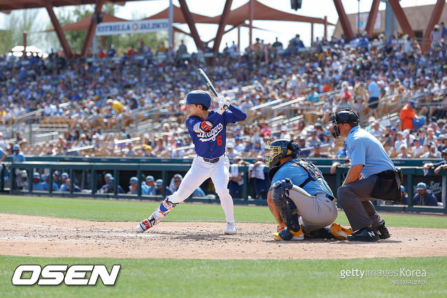 [사진] LA 다저스 김혜성은 22일(한국시간) 애슬레틱스전에서 4타수 1안타 1타점 1삼진을 기록, 애리조나 캠프를 27타수 11안타 1홈런 6타점 1볼넷 타율 0.407로 마무리했다. ⓒGettyimages(무단전재 및 재배포 금지)