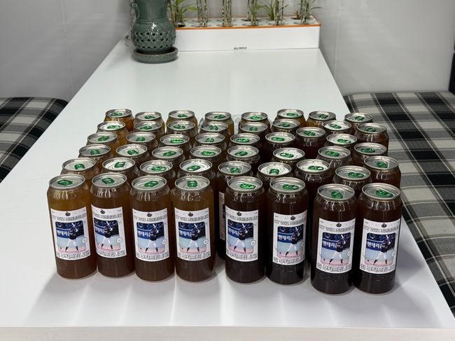 최원준이 산 음료. / KT 위즈