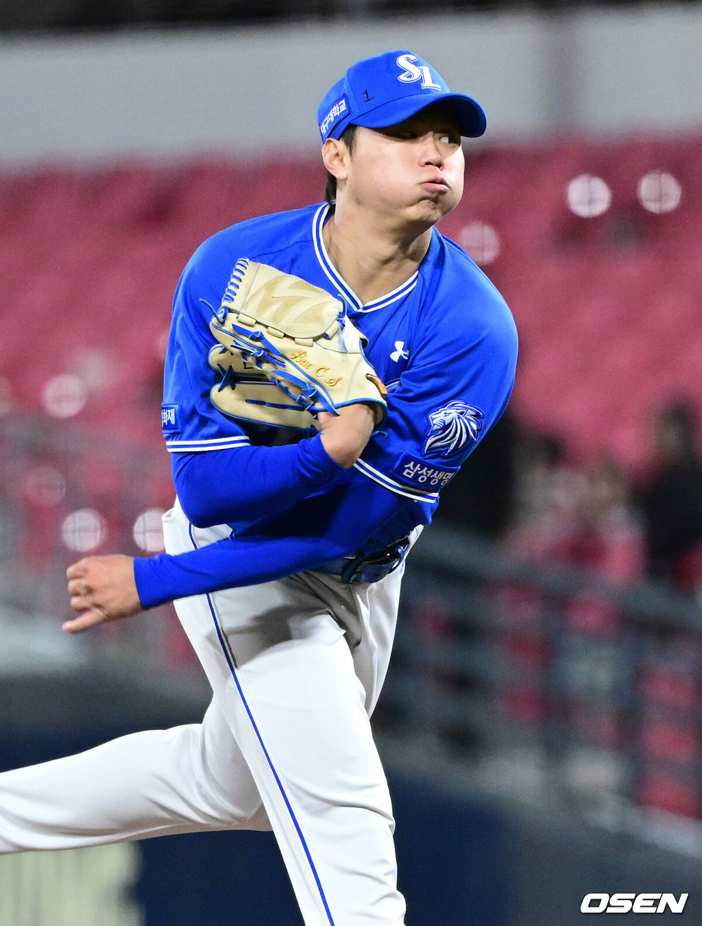 7일 광주-기아 챔피언스필드에서 ‘2026 신한 SOL KBO리그’ KIA 타이거즈와 삼성 라이온즈의 경기가 열렸다.홈팀 KIA는 양현종, 방문팀 삼성은 양창섭을 선발로 내세웠다. 7회말 1사 1, 3루 상황 마운드에 오른 삼성 투수 배찬승이 힘차게 공을 뿌리고 있다. 2026.04.07 / dreamer@osen.co.kr