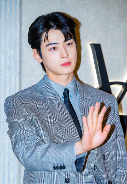 31일 오후 가수 겸 배우 차은우가 3월31일 오후 서울 중구 신세계 백화점 본점에서 열린 한 럭셔리 브랜드 스토어 리뉴얼 오프닝 포토 행사에 참석했다.이 자리에는 차은우, 이청아, 김도연, 이종원, 김나영이 참석해 자리를 빛냈다.차은우가 입장하며 포즈를 취하고 있다. 2025.03.31 / rumi@osen.co.kr