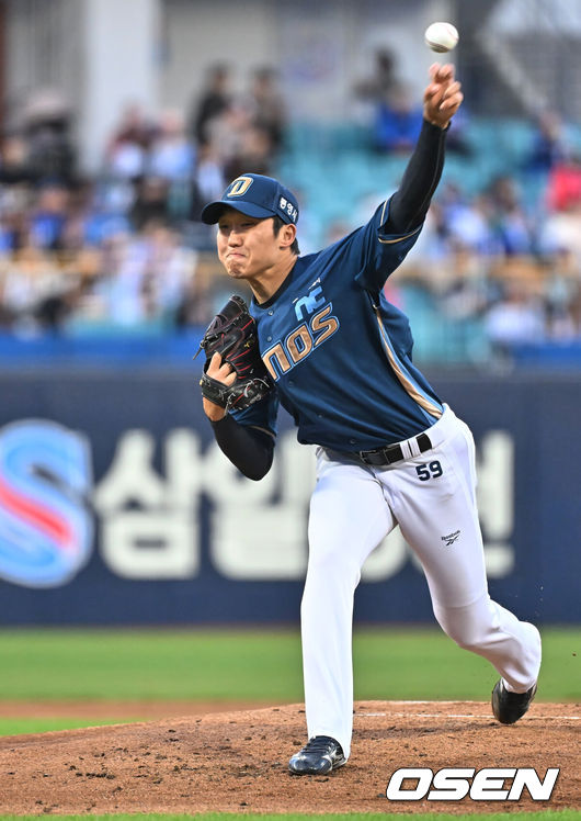 [OSEN=대구, 이석우 기자] 10일 대구삼성라이온즈파크에서 2026 신한 SOL KBO 리그 삼성 라이온즈와 NC 다이노스의 경기가 열린다. 홈팀 삼성은 후라도가, 방문팀 NC는 구창모가 선발 출전한다. NC 다이노스 선발 투수 구창모가 역투하고 있다. 2026.04.10 / foto0307@osen.co.kr