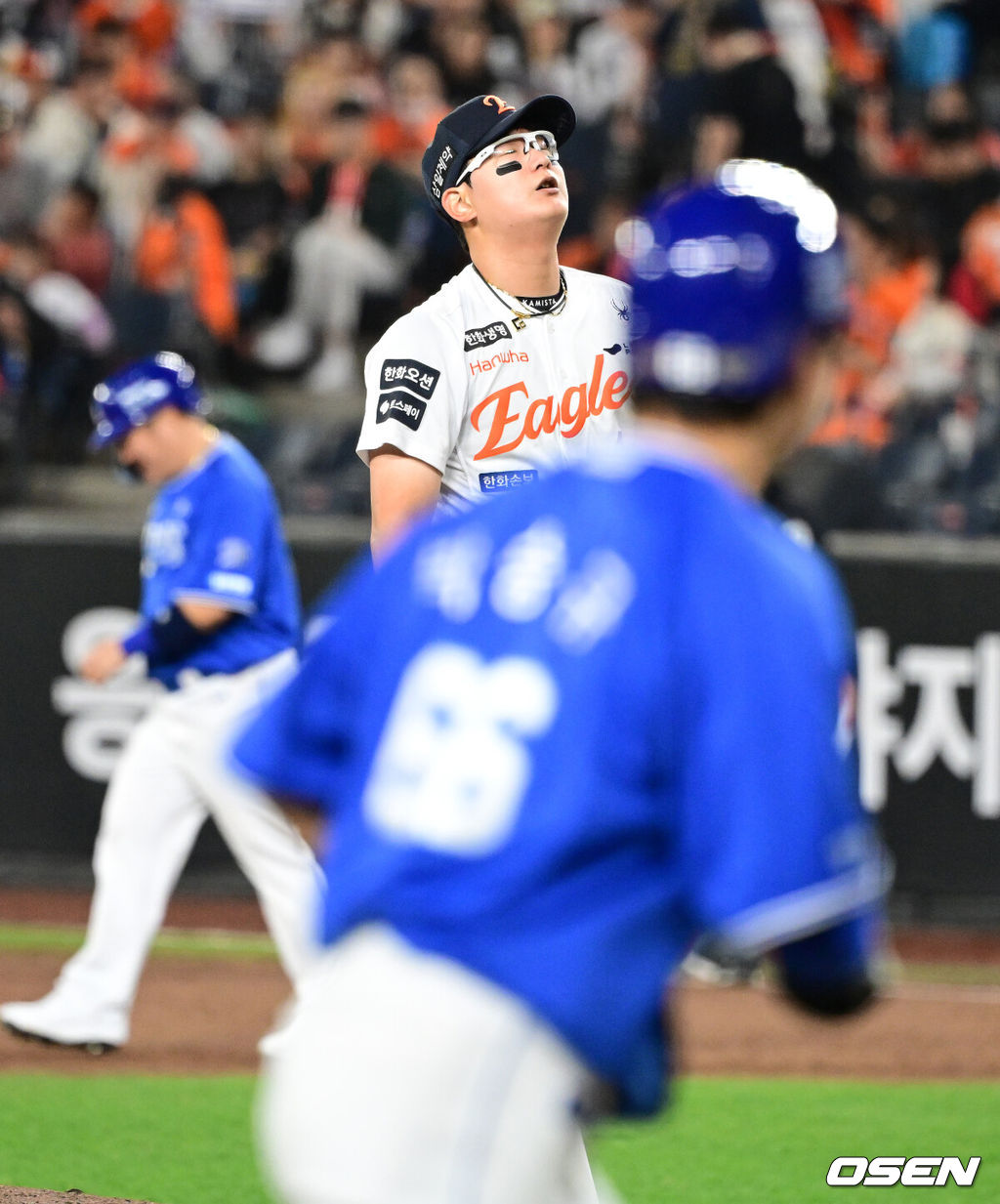 14일 대전 한화생명 볼파크에서 2026 신한 SOL KBO리그 한화 이글스와 삼성 라이온즈의 경기가 열렸다.3연패 중인 한화는 문동주, 4연승을 노리는 삼성은 최원태가 선발로 나섰다. 9회초 2사 만루에서 한화 김서현이 삼성 이해승에게 밀어내기 볼넷으로 역전을 허용하고 있다. 2026.04.14 / jpnews@osen.co.kr