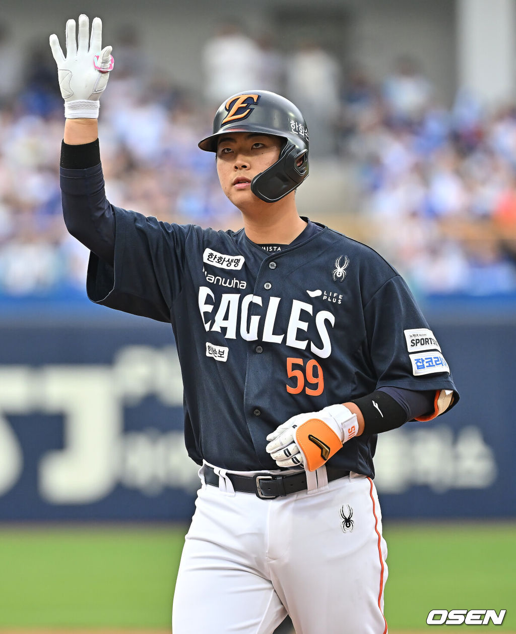 2일 대구삼성라이온즈파크에서 2026 신한 SOL KBO 리그 삼성 라이온즈와 한화 이글스의 경기가 열렸다. 홈팀 삼성은 장찬희가, 방문팀 한화는 문동주가 선발 출전했다. 한화 이글스 허윤서가 3회초 2사 1,3루 좌익수 앞 1타점 안타를 치고 기뻐하고 있다. 2026.05.02 / foto0307@osen.co.kr