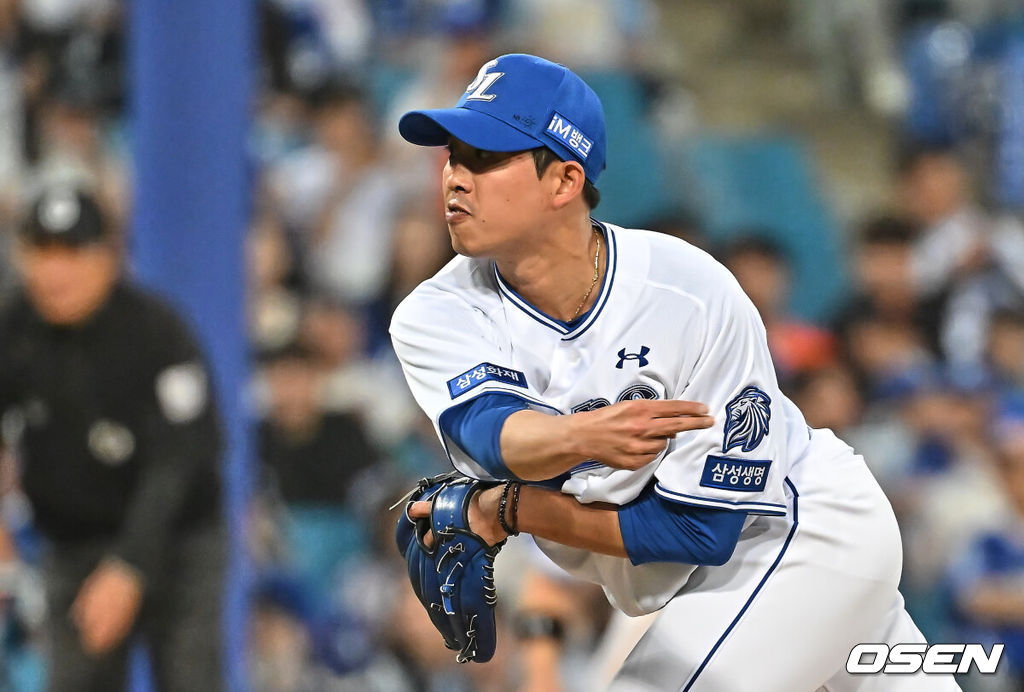 2일 대구삼성라이온즈파크에서 2026 신한 SOL KBO 리그 삼성 라이온즈와 한화 이글스의 경기가 열렸다. 홈팀 삼성은 장찬희가, 방문팀 한화는 문동주가 선발 출전했다. 삼성 라이온즈 임기영이 역투하고 있다. 2026.05.02 / foto0307@osen.co.kr