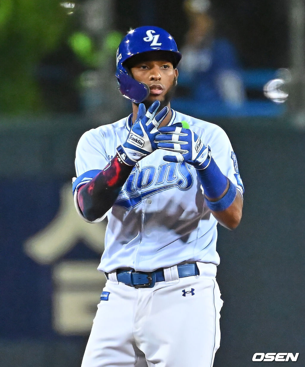21일 포항야구장에서 2026 신한 SOL KBO 리그 삼성 라이온즈와 KT 위즈의 경기가 열렸다. 홈팀 삼성은 후라도가, 방문팀 KT는 오원석이 선발 출전했다. 삼성 라이온즈 디아즈가 7회말 무사 1,2루 우익수 뒤 1타점 2루타를 치고 세리머니를 하고 있다. 2026.05.21 / foto0307@osen.co.kr