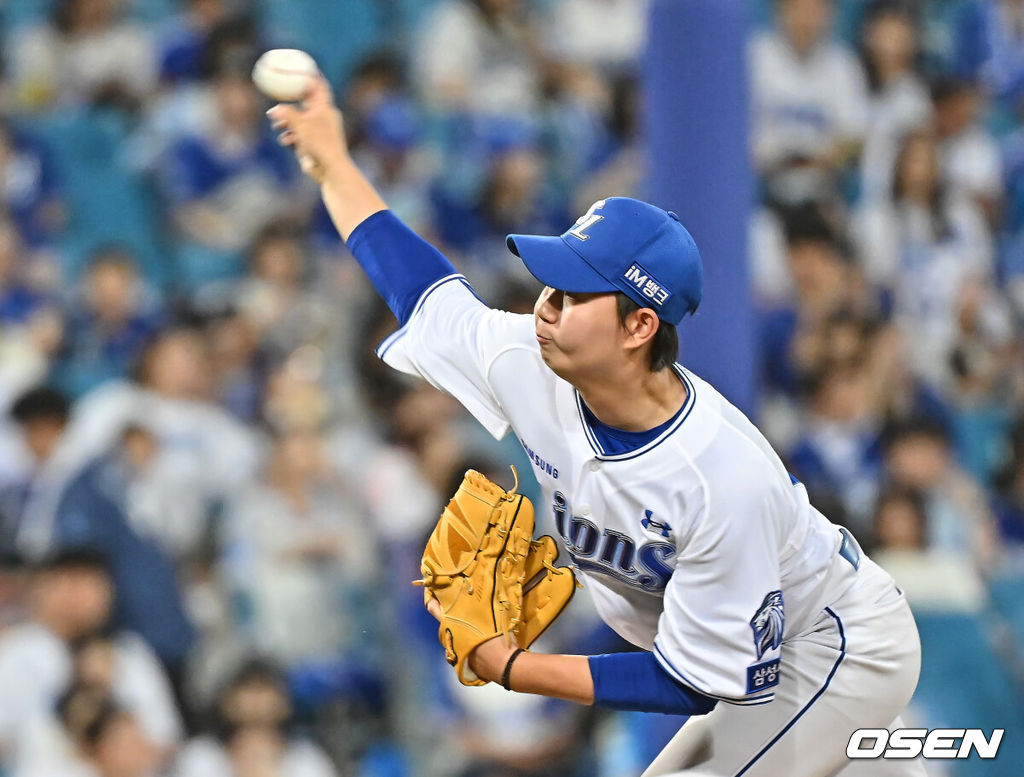 2일 대구삼성라이온즈파크에서 2026 신한 SOL KBO 리그 삼성 라이온즈와 NC 다이노스의 경기가 열렸다. 홈팀 삼성은 후라도가, 방문팀 NC는 토다가 선발 출전했다. 삼성 라이온즈 장찬희가 역투하고 있다. 2026.06.02 / foto0307@osen.co.kr