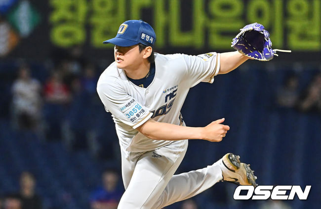 [OSEN=창원, 이석우 기자] 16일 창원NC파크에서 2026 신한 SOL KBO 리그 NC 다이노스와 한화 이글스의 경기가 열렸다. 홈팀 NC는 구창모가, 방문팀 한화는 화이트가 선발 출전했다. NC 다이노스 전사민이 역투하고 있다. 2026.06.16 / foto0307@osen.co.kr
