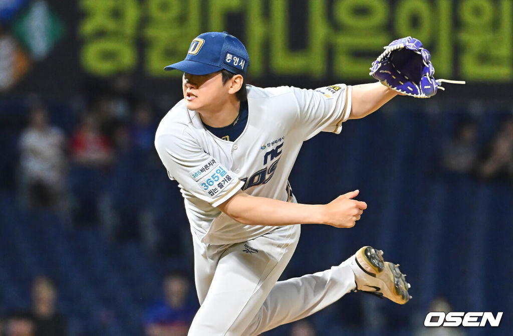 16일 창원NC파크에서 2026 신한 SOL KBO 리그 NC 다이노스와 한화 이글스의 경기가 열렸다. 홈팀 NC는 구창모가, 방문팀 한화는 화이트가 선발 출전했다. NC 다이노스 전사민이 역투하고 있다. 2026.06.16 / foto0307@osen.co.kr