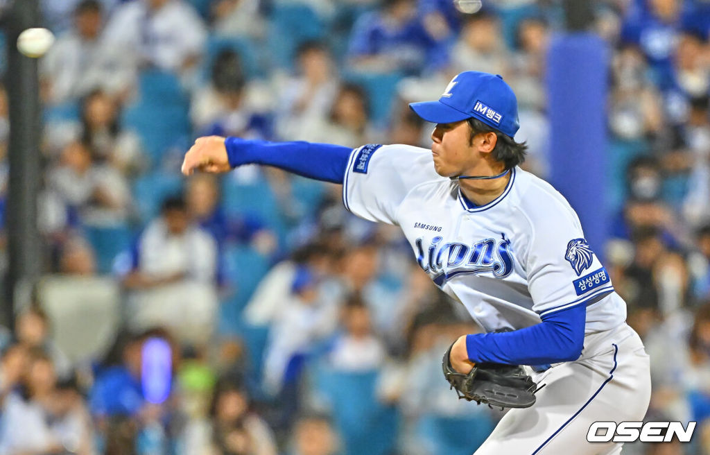 12일 대구삼성라이온즈파크에서 2026 신한 SOL KBO 리그 삼성 라이온즈와 SSG 랜더스의 경기가 열렸다. 홈팀 삼성은 장찬희가, 방문팀 SSG는 타케다가 선발 출전했다. 삼성 라이온즈 미야지가 역투하고 있다. 2026.06.12 / foto0307@osen.co.kr
