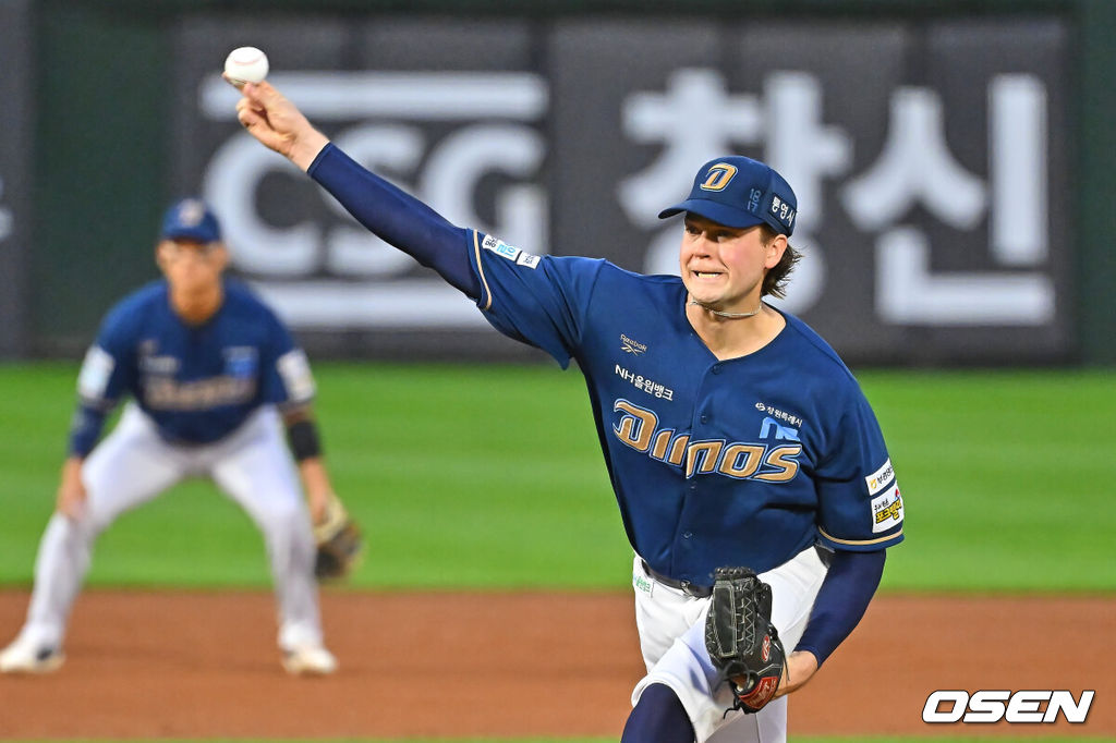 24일 부산 사직야구장에서 2026 신한 SOL KBO 리그 롯데 자이언츠와 NC 다이노스의 경기가 열렸다. 홈팀 롯데는 로드리게스가, 방문팀 NC는 테일러가 선발 출전했다.NC 다이노스 선발 투수 테일러가 역투하고 있다. 2026.06.24 / foto0307@osen.co.kr