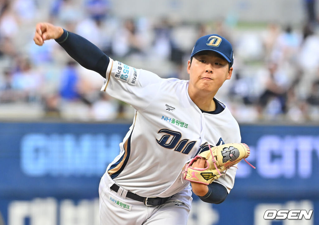 2일 창원NC파크에서 2026 신한 SOL KBO 리그 NC 다이노스와 삼성 라이온즈의 경기가 열렸다. 홈팀 NC는 김태경이, 방문팀 삼성은 김백산이 선발 출전했다. NC 다이노스 선발투수 김태경이 역투하고 있다. 2026.07.02 / foto0307@osen.co.kr