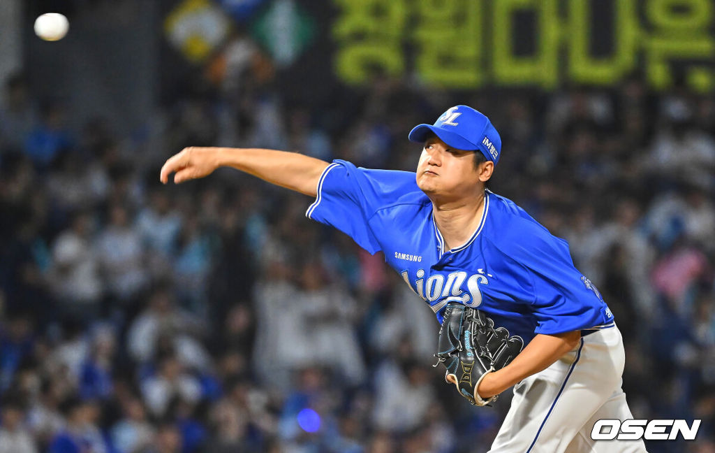 2일 창원NC파크에서 2026 신한 SOL KBO 리그 NC 다이노스와 삼성 라이온즈의 경기가 열렸다. 홈팀 NC는 김태경이, 방문팀 삼성은 김백산이 선발 출전했다. 삼성 라이온즈 최지광이 역투하고 있다. 2026.07.02 / foto0307@osen.co.kr