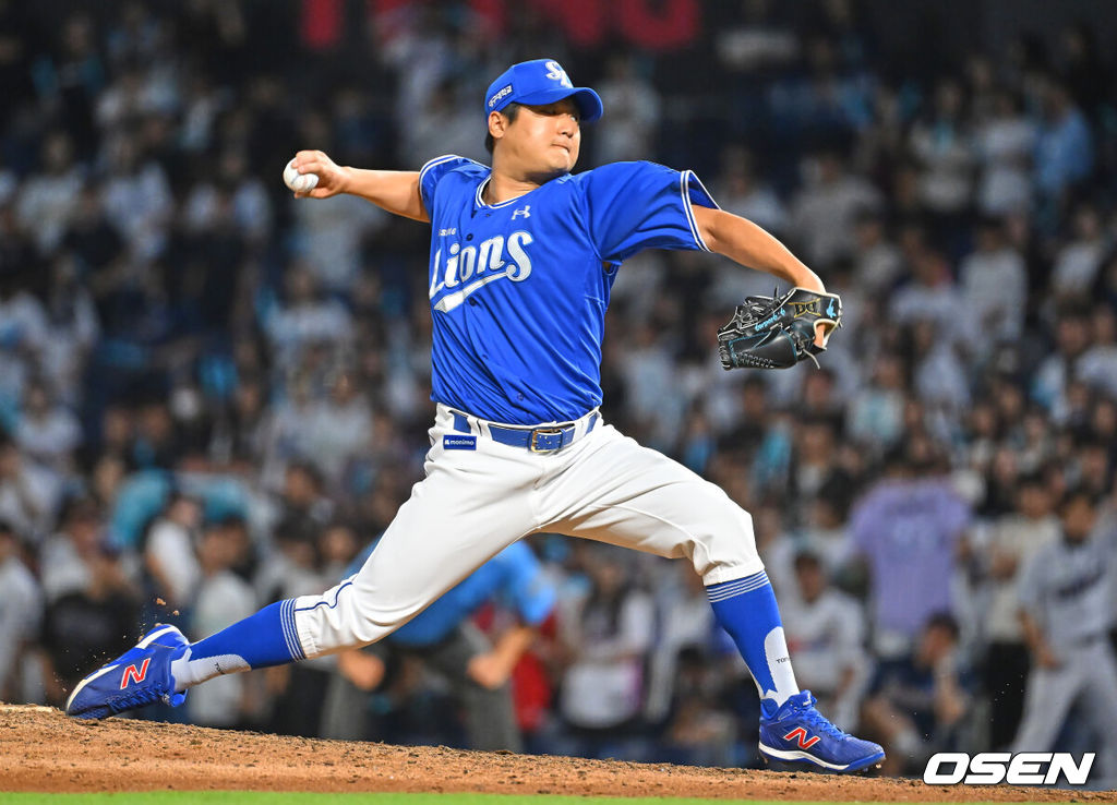 30일 창원NC파크에서 2026 신한 SOL KBO 리그 NC 다이노스와 삼성 라이온즈의 경기가 열렸다. 홈팀 NC는 테일러가, 방문팀 삼성은 오러클린이 선발 출전했다. 삼성 라이온즈 최지광이 역투하고 있다. 2026.06.30 / foto0307@osen.co.kr