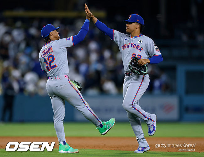 [사진] 뉴욕 메츠 후안 소토와 프란시스코 린도어 ⓒGettyimages(무단전재 및 재배포 금지)
