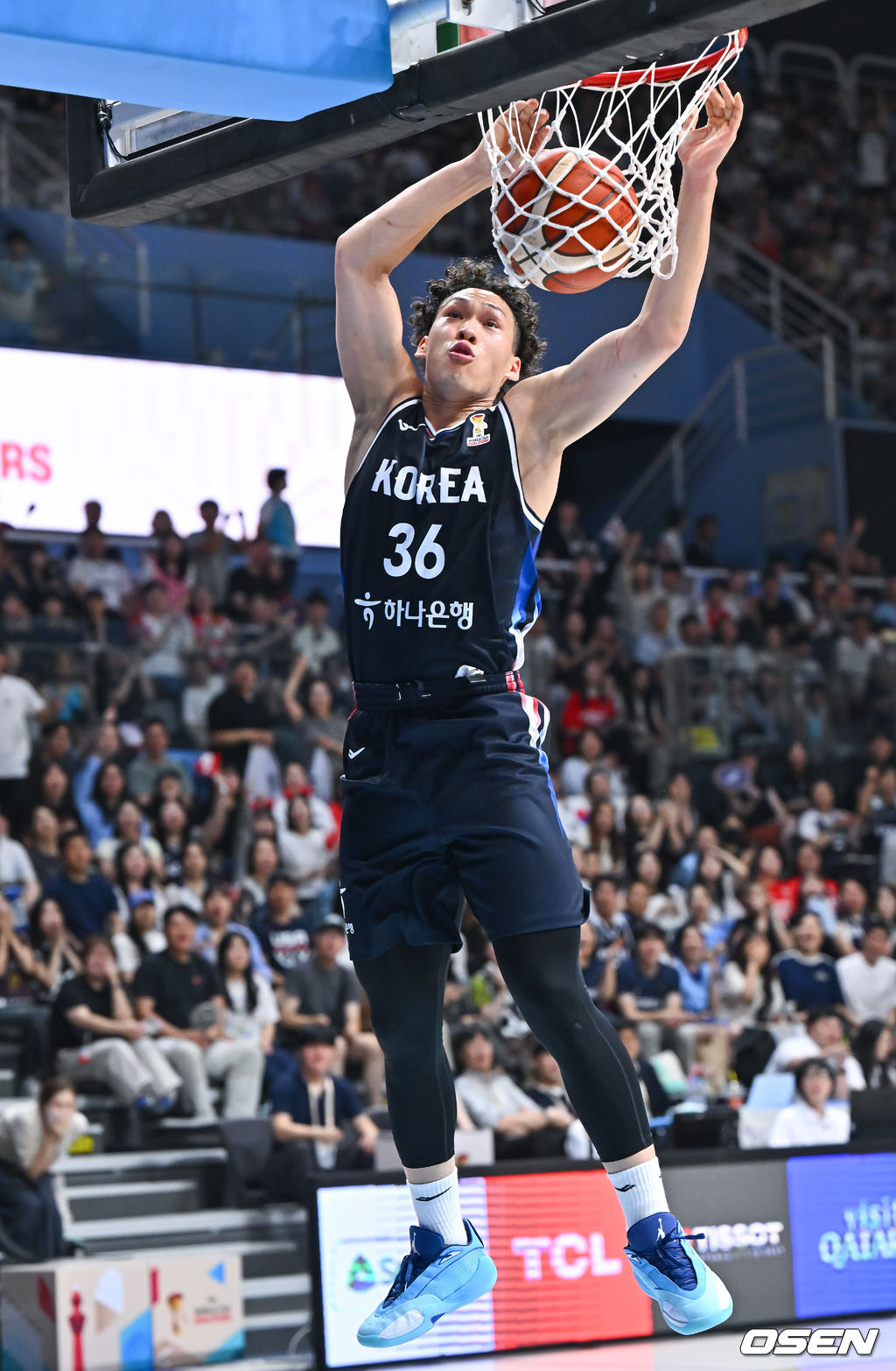 6일 오후 경기도 고양 소노 아레나에서 ’2027 FIBA 농구월드컵’ 아시아지역 윈도우 B조 6차전 대한민국과 일본의 경기가 열렸다.니콜라스 마줄스 감독이 이끄는 한국 남자농구대표팀(2승3패)은 일본(4승1패)을 반드시 잡아야 한다. 일본을 못 이기면 한국은 탈락이다.3쿼터 다니엘이 덩크슛을 성공시키고 있다. 2026.07.06 / soul1014@osen.co.kr