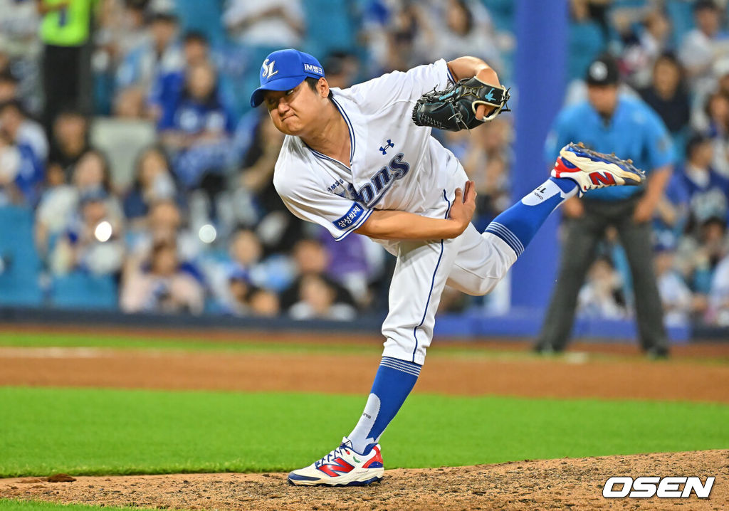7일 대구삼성라이온즈파크에서 2026 신한 SOL KBO 리그 삼성 라이온즈와 LG 트윈스의 경기가 열렸다. 홈팀 삼성은 후라도가, 방문팀 LG는 톨허스트가 선발 출전했다. 삼성 라이온즈 최지광이 역투하고 있다. 2026.07.07 / foto0307@osen.co.kr