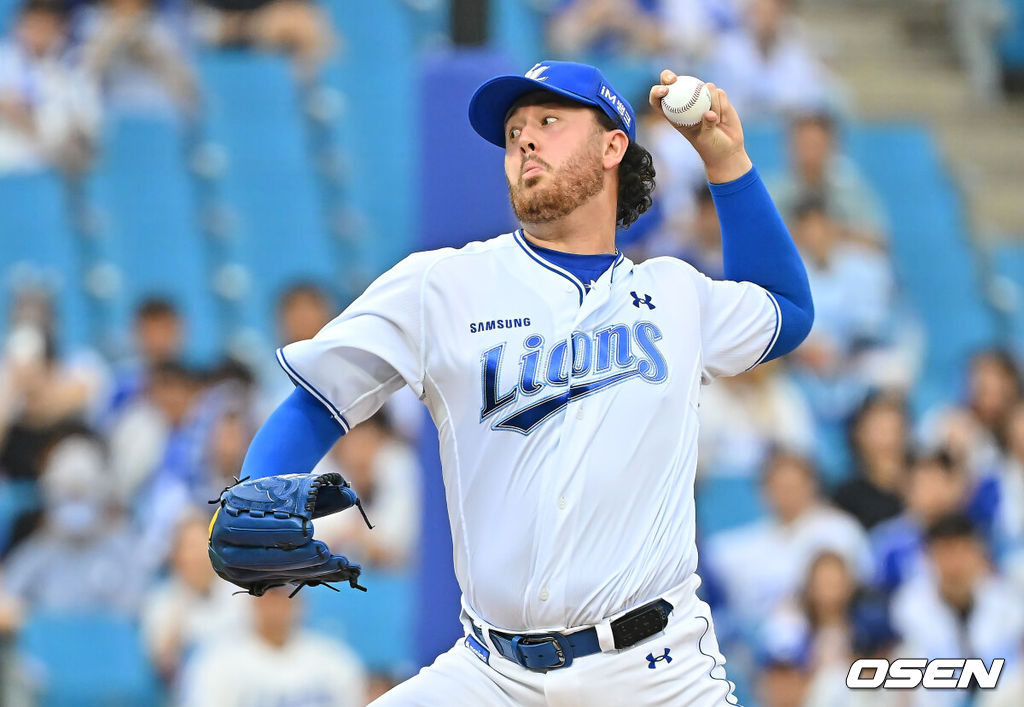 8일 대구삼성라이온즈파크에서 2026 신한 SOL KBO 리그 삼성 라이온즈와 LG 트윈스의 경기가 열렸다. 홈팀 삼성은 오러클린이, 방문팀 LG는 임찬규가 선발 출전했다. 삼성 라이온즈 선발 투수 오러클린이 역투하고 있다. 2026.07.08 / foto0307@osen.co.kr