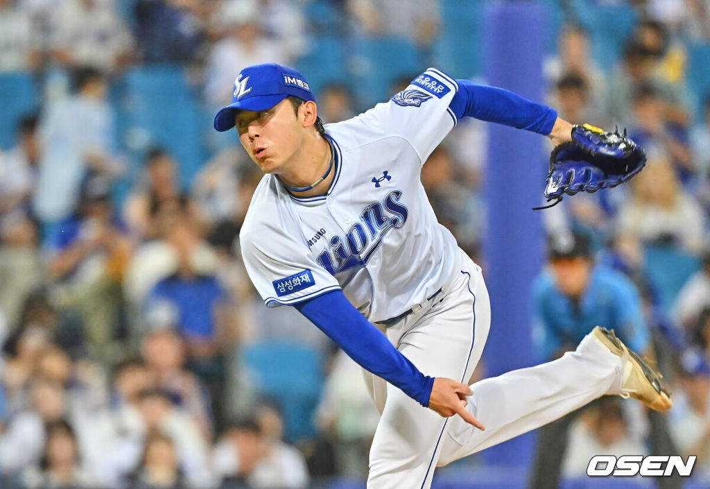 8일 대구삼성라이온즈파크에서 2026 신한 SOL KBO 리그 삼성 라이온즈와 LG 트윈스의 경기가 열렸다. 홈팀 삼성은 오러클린이, 방문팀 LG는 임찬규가 선발 출전했다. 삼성 라이온즈 미야지가 역투하고 있다. 2026.07.08 / foto0307@osen.co.kr