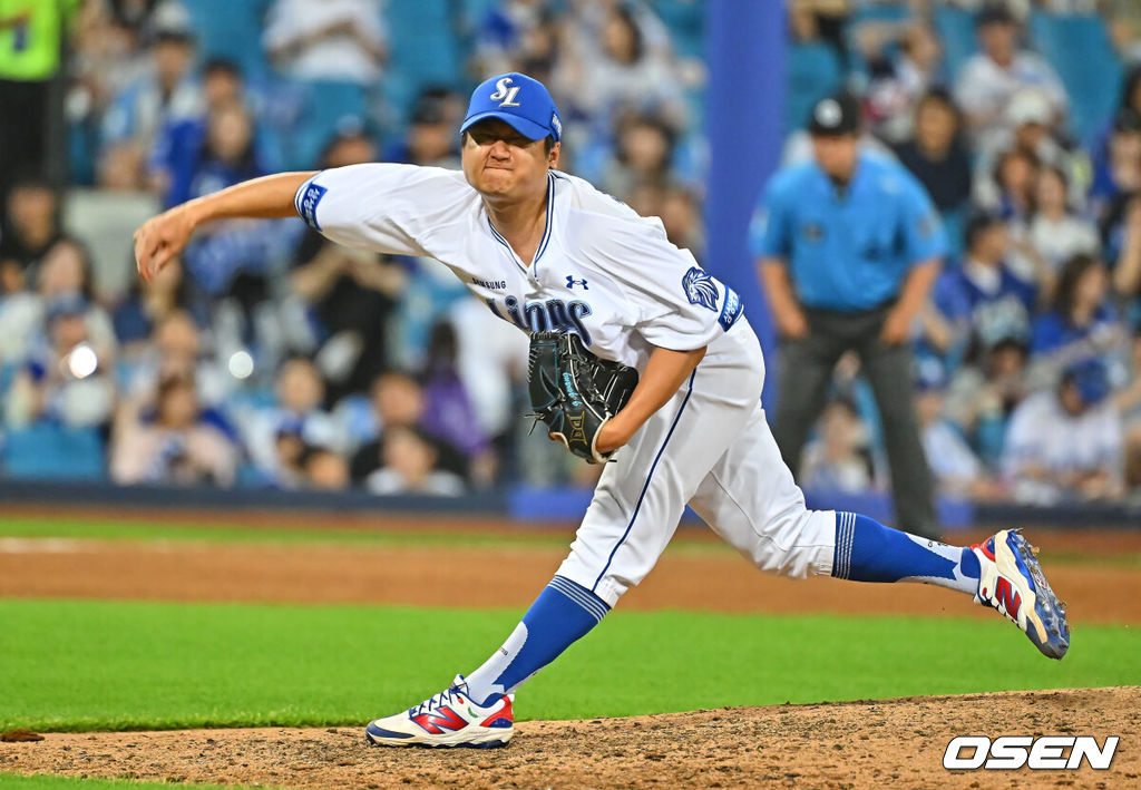 7일 대구삼성라이온즈파크에서 2026 신한 SOL KBO 리그 삼성 라이온즈와 LG 트윈스의 경기가 열렸다. 홈팀 삼성은 후라도가, 방문팀 LG는 톨허스트가 선발 출전했다. 삼성 라이온즈 최지광이 역투하고 있다. 2026.07.07 / foto0307@osen.co.kr