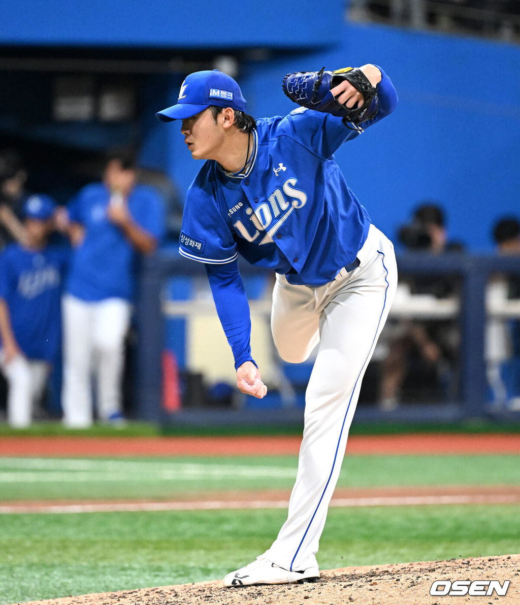 22일 서울 고척스카이돔에서 2026 신한 SOL KBO리그 키움 히어로즈와 삼성 라이온즈의 경기가 열렸다.이날 키움은 알칸타라, 삼성은 김백산을 선발로 내세웠다.8회말 무사에서 삼성 미야지가 역투하고 있다. 2026.07.22 /sunday@osen.co.kr