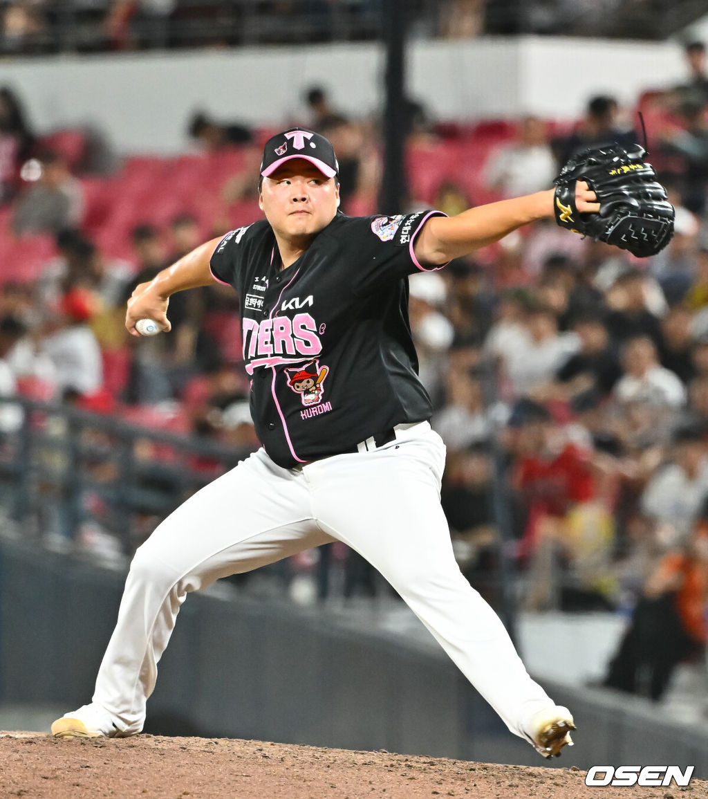23일 오후 광주시 북구 광주기아챔피언스필드에서 2026 신한 SOL KBO리그 KIA 타이거즈와 한화 이글스의 경기가 진행됐다.이날 KIA는 시라카와를, 한화는 왕옌청을 선발투수로 내세웠다.7회초 KIA 한재승 투수가 역투하고 있다. 2026.07.23 / soul1014@osen.co.kr