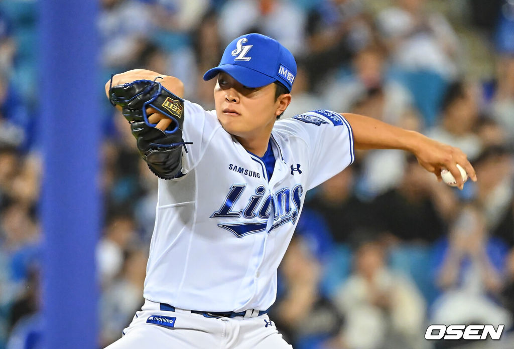 12일 대구삼성라이온즈파크에서 2026 신한 SOL KBO 리그 삼성 라이온즈와 SSG 랜더스의 경기가 열렸다. 홈팀 삼성은 장찬희가, 방문팀 SSG는 타케다가 선발 출전했다. 삼성 라이온즈 이승민이 역투하고 있다. 2026.06.12 / foto0307@osen.co.kr