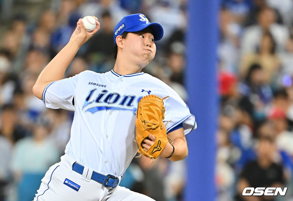 8일 대구삼성라이온즈파크에서 2026 신한 SOL KBO 리그 삼성 라이온즈와 KIA 타이거즈의 경기가 열렸다. 홈팀 삼성은 최원태가, 방문팀 KIA는 시라카와가 선발 출전했다. 삼성 라이온즈 장찬희가 역투하고 있다. 2026.09.08 / foto0307@osen.co.kr