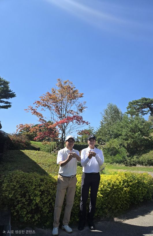 플러스골프 유연웅 대표(왼쪽)와 김한별.
