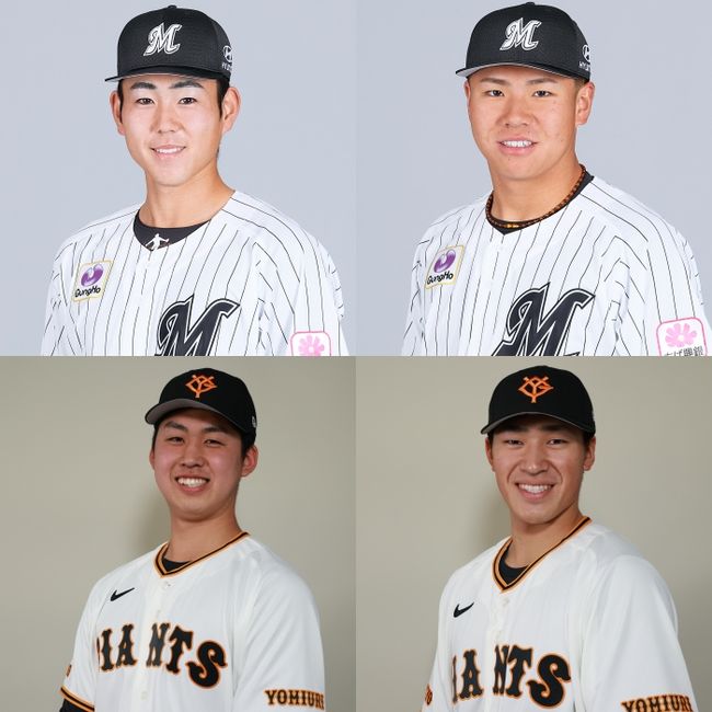 지바롯데 나카시마 고스케-지바롯데 다니무라 츠요시-요미우리 나카타 아유무-요미우리 후키타 시토(시계방향순)