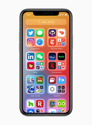 애플 iOS14의 홈화면 구성. 